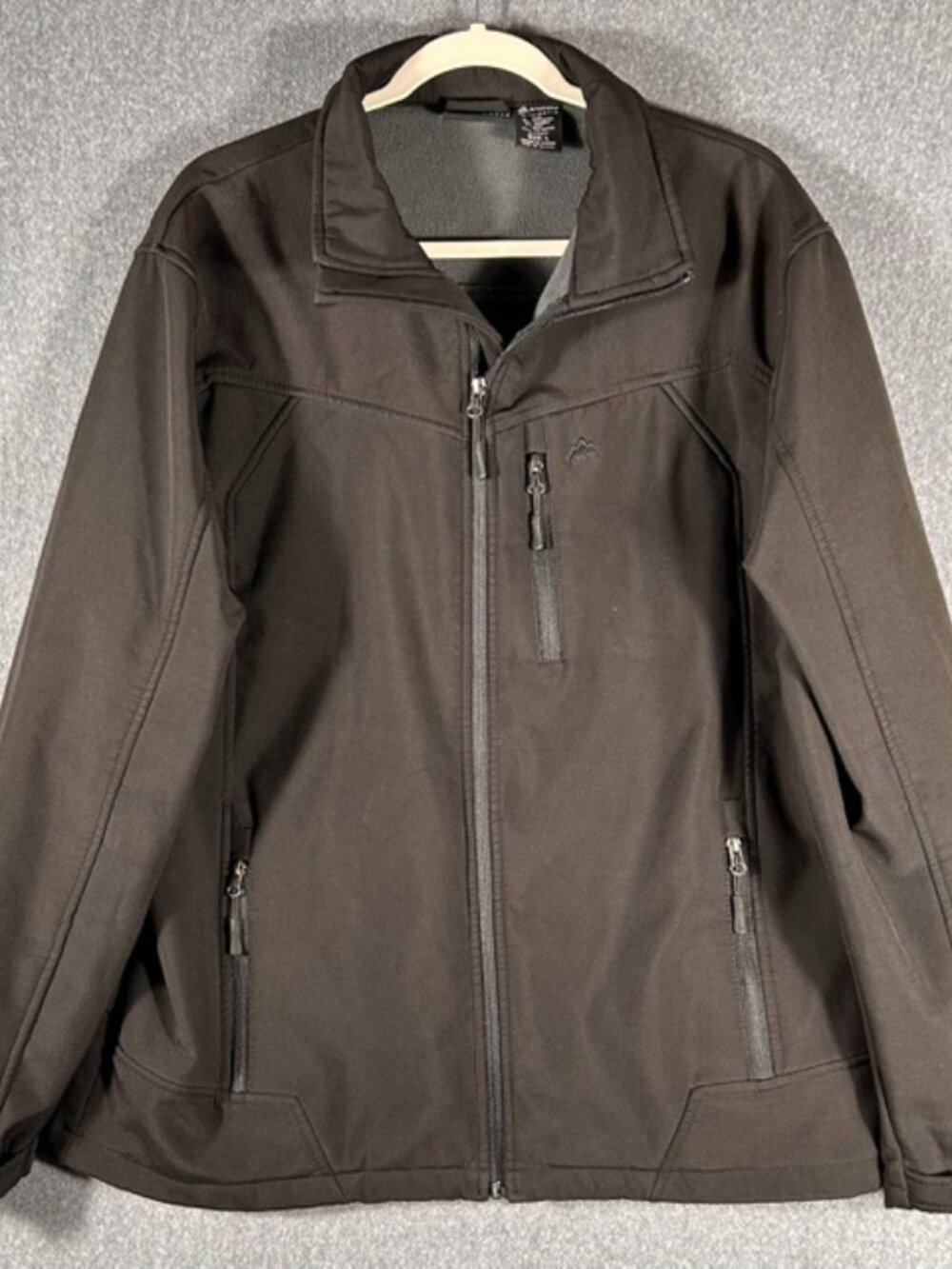 Snozu Performance Mens Large Softshell Jacket Black Fleece Lined Full Zip - EUC